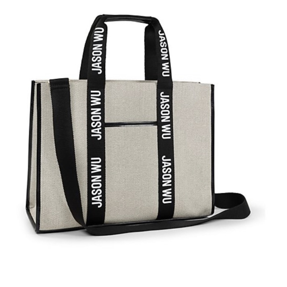 Jason Wu structured black and white sporty canvas tote with strap